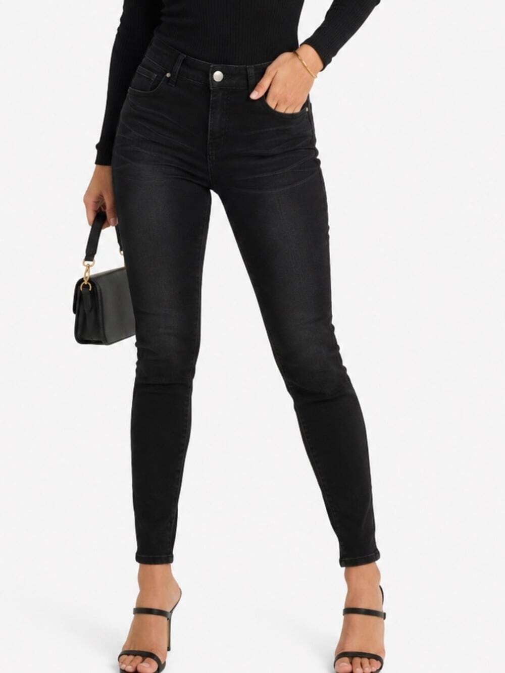 RW&Co. Skinny Leg Jeans Size 29 Black Faded Casual Grunge Everyday Chic